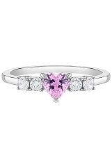 outstanding silver pink cute heart cubic zirconia birthstone baby ring
